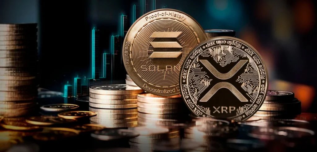 Hình ảnh đồ họa XRP và Solana làm tài sản thế chấp
